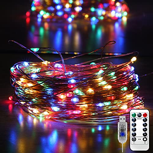 72ft USB Fairy String Lights with Remote, Plug in 8 Modes Waterproof 220LED Starry Twinkle Copper Lights for Home Bedroom Wedding Party Christmas Wreath Tree Outdoor Indoor Decoration, Multicolored