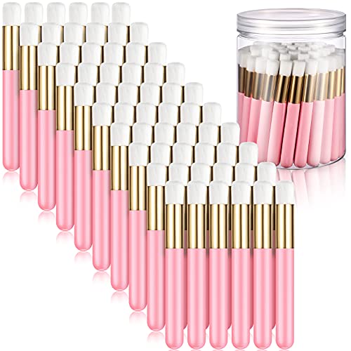 60 Pieces Lash Shampoo Brushes with Container, Eyelash Extension Cleansing Brush Nose Pore Cleaning Brush Peel off Blackhead Removing Tool Cosmetic Lash Cleanser Facial Cleansing Brushes (Pink)