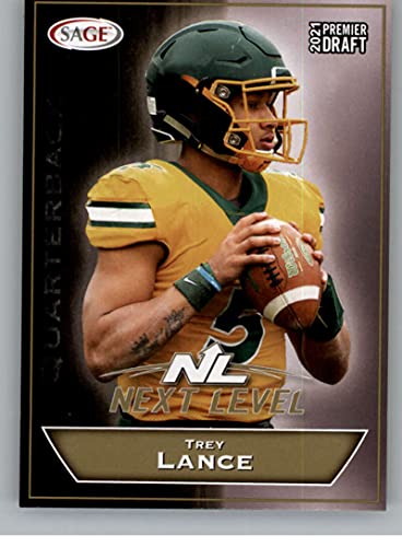 2021 SAGE Hit Premier Draft Gold #48 Trey Lance North Dakota State Bison Next Level Pre Rookie Football Trading Card in Raw (NM or Better) Condition