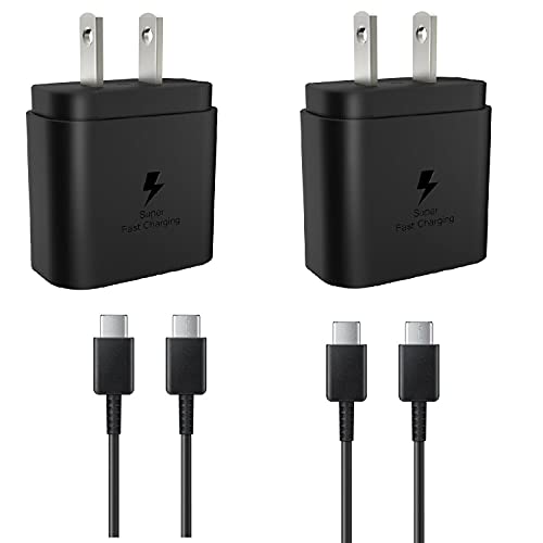 Super Fast Charger Type C |2 Pack |Type C 25W Wall Charger + USB C to USB C Fast Charging Cable for Samsung Galaxy S21 charger/S21+/S21 Ultra/S20/S20+/S20 Ultra/Note 20/Note 20 Ultra/Note 10/Note10