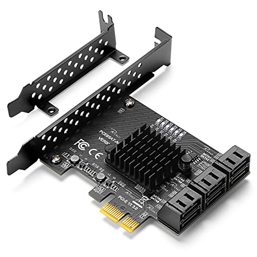 Rivo PCIe SATA Card, 6 Port with 6 SATA Cable, SATA Controller Expansion Card with Low Profile Bracket, Non-Raid, Boot as System Disk, Support 6 SATA 3.0 Devices