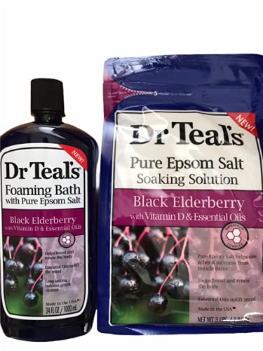 Dr Teal’s Black Elderberry Foaming Bath and Epsom Salt Soaking Solution Bundle