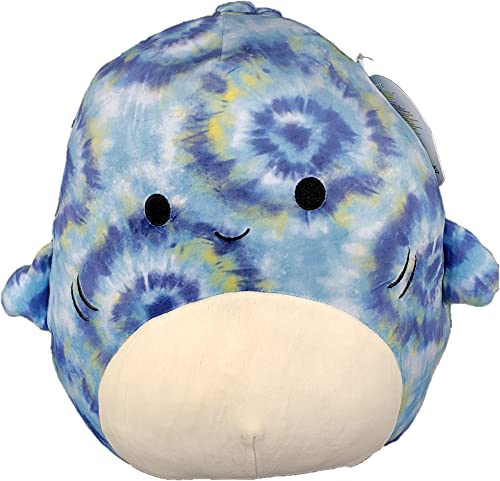 SQUISHMALLOW KellyToys – 12 Inch (30cm) – Luther The Blue Tie Dye Shark – Super Soft Plush Toy Animal Pillow Pal