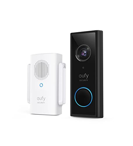 eufy security, Video Doorbell 2K (Battery-Powered) with Chime, 2K HD, No Monthly Fee, On-Device AI for Human Detection, 2-Way Audio, 16GB Local Storage, Simple Self-Installation