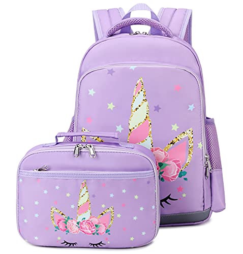 JIANYA Backpack for Girls Preschool Kindergarten Bookbag Kids School Backpack with Lunch Box