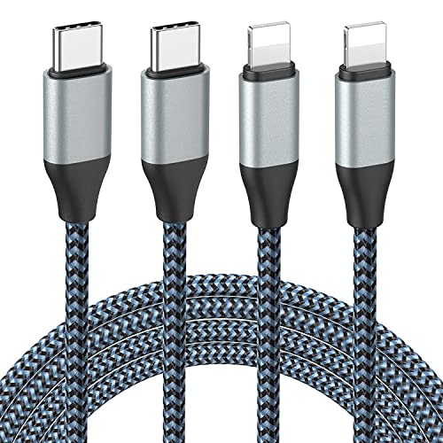 USB C to Lightning Cable, 10FT 2Pack 20W MFi Certified iPhone Fast Charger Sync Nylon Braided Type C Charging Cord Compatible with iPhone 14/14Plus/13/13Mini/13ProMax/12/12Pro Max/11/11Pro/XS