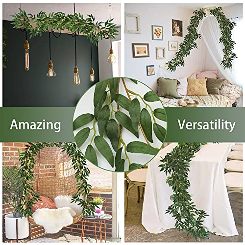 Uieke 3pcs 17.7ft Artificial Vines Fake Greenery Garland Willow Leaves with Total 60 Twigs Stems Hanging Plants String for Indoor Wedding Party Home Garden Wall Garden Decoration | The Storepaperoomates Retail Market - Fast Affordable Shopping