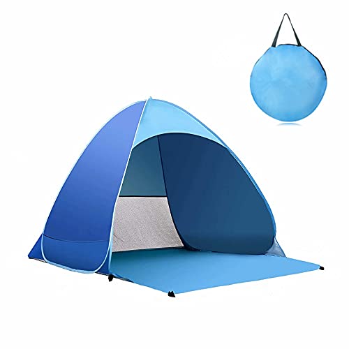 Beach Tent Camping Tent with Tent Stakes, Pop Up Tent for 1-3 Person, Sun Shelters Portable Tent with UPF 50+UV Protection Rating for Family Camping Fishing Picnic