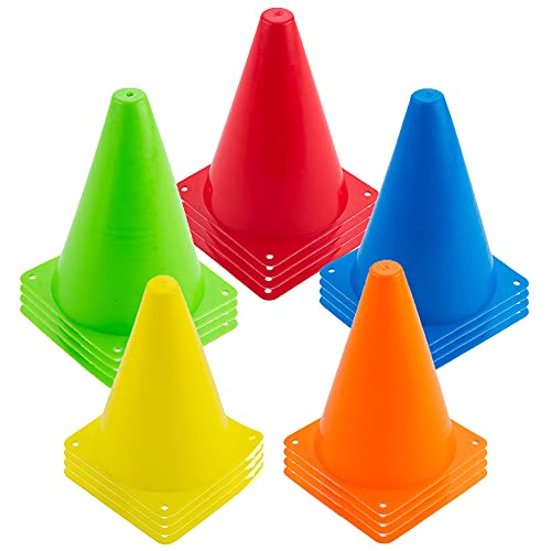 OJYUDD 20 PCS 7 Inch Sports Training Cones,Plastic Agility Field Marker Cones for Kids,Versatile Football Cones for Soccer,Basketball,Skate Drills and Outdoor Activity