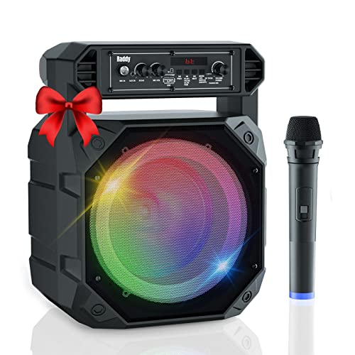 Raddy RS68 Portable Karaoke Machine with Low Noise Wireless Microphone, PA System Rechargeable Bluetooth Speaker with LED Lights for Christmas Birthday Gift Home Party, Supports TF Card/USB/AUX