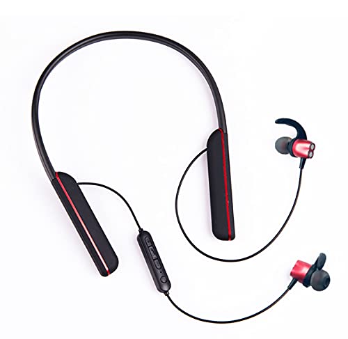 FFFFM Bluetooth Headphones Neckband Earbuds 100 Hours Long Battery Life Neck Headset Built-in Microphone Neckband Headset Compatible with iPhone,Samsung,Android,iPad,PC(Black red) AK680New