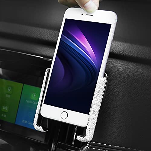 OSIRCAI Bling Car Mount Stand Phone Holder, Universal Crystal Rhinestone Cell Phone Holder Mini Car Dash Air Vent 360° Adjustable Auto Phone Mount Car Accessories for Women Girls White
