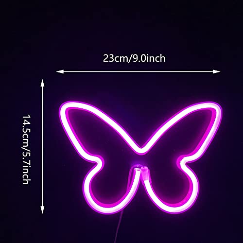 ENUOLI Pink Butterfly Light Neon Signs Neon Lights for Wall Decor,USB or Battery Powered LED Signs for Bedroom,Table Decoration Neon Light Sign for Christmas,Birthday,Living Room,Gift,Kids Room(Pink) | The Storepaperoomates Retail Market - Fast Affordable Shopping