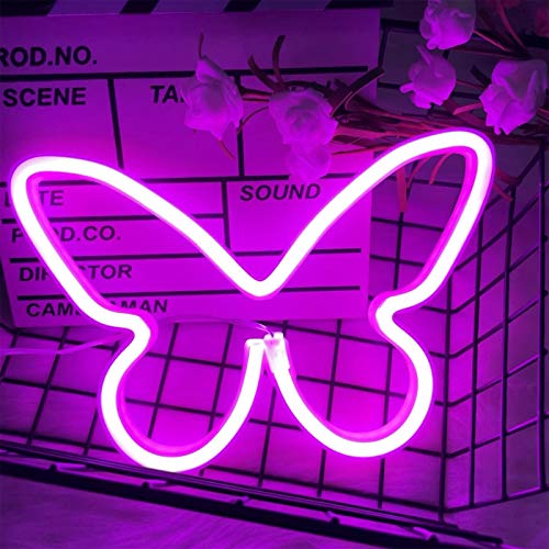ENUOLI Pink Butterfly Light Neon Signs Neon Lights for Wall Decor,USB or Battery Powered LED Signs for Bedroom,Table Decoration Neon Light Sign for Christmas,Birthday,Living Room,Gift,Kids Room(Pink) | The Storepaperoomates Retail Market - Fast Affordable Shopping