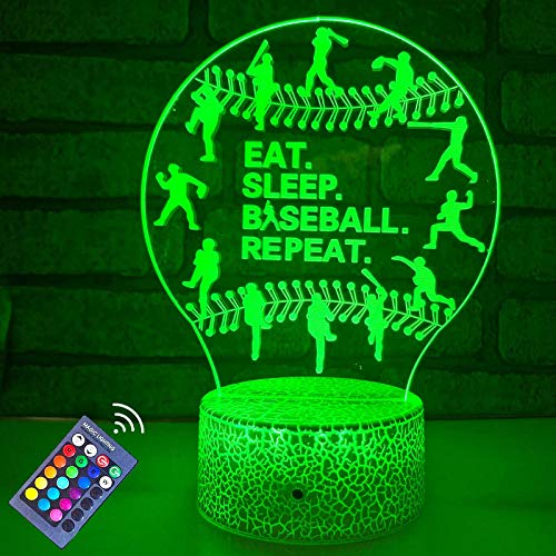 P Jinstartop Baseball Night Light for Kids,Eat Sleep Baseball Repeat Light Gift Bedside Baseball Toy Lamp with Remote Control Birthday Gift for Baseball Fan Lovers Favors