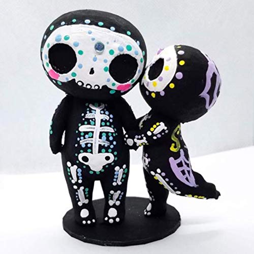 Sugar Skull Couple Figurine Statues Tabletop Halloween Decorations, ULemeili Hand Crafts Resin Skeleton Table Ornaments Décor ,Collectible Figurines for Home Office Garden Dining Accent