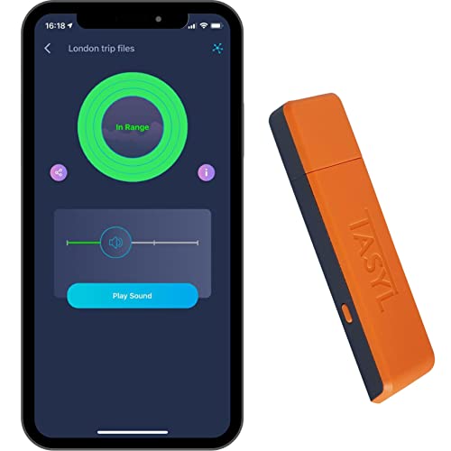 TASYL Track 128 GB USB 3.1 Flash Drive, with Bluetooth Tracker, Find Your Drive Quickly & See Last Known Location with Tasyl App, Up to 210 MB/s Read, Orange