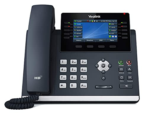 Yealink T46U IP Phone, 16 VoIP Accounts. 4.3-Inch Color Display. Dual USB 2.0, Dual-Port Gigabit Ethernet, 802.3af PoE, Power Adapter Not Included (SIP-T46U) (Renewed)