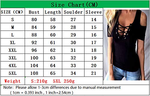 Andongnywell Women’s Sexy Off Shoulder Short Sleeve Lace Up Casual Tunic Solid Color Blouse Tops Shirts (Black,4X-Large,) | The Storepaperoomates Retail Market - Fast Affordable Shopping