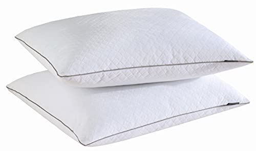 Casa Platino Pillows Standard Size 2 Pack – Bed Pillows for Sleeping for Side, Back Sleepers – Fluffy Down Alternative, Cooling Pillows – Standard Pillows Set of 2-20 x 26 Inches, White