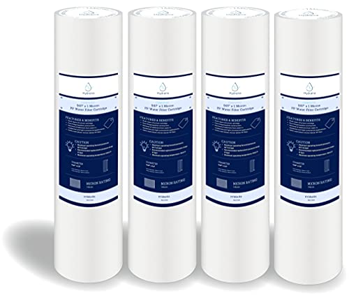 Hydraira 4-Pack 1 Micron 9.87” x 2.5” Sediment Water Filter Replacement Cartridge for Any Standard RO unit | Whole House RO System | Whole House Sediment Filtration CG9870001