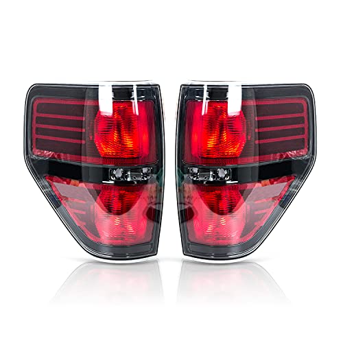 F150 Pickup Rear Tail Lights Passenger and Driver Side Compatible With 2009 2010 2011 2012 2013 2014 Ford F-150 Replaces BL3Z13404AB Smoked Taillights