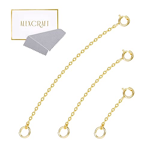 14K Gold Necklace Extenders 925 Sterling Silver Chain Extension Necklace Bracelet Anklet Extender for Jewelry Making (1 2 3 inch)