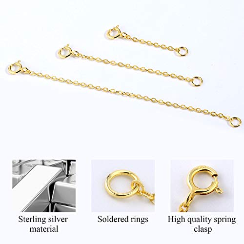 14K Gold Necklace Extenders 925 Sterling Silver Chain Extension Necklace Bracelet Anklet Extender for Jewelry Making (1 2 3 inch) | The Storepaperoomates Retail Market - Fast Affordable Shopping