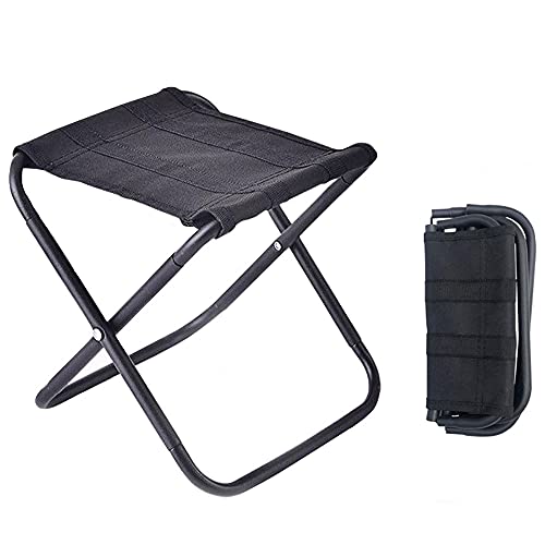 MS.CLEO Mini Portable Stool, Mini Camp Stool, Lightweight Camping Stool, Portable Folding Camp Chair, Foldable Outdoor Chairs for Travel (Black)