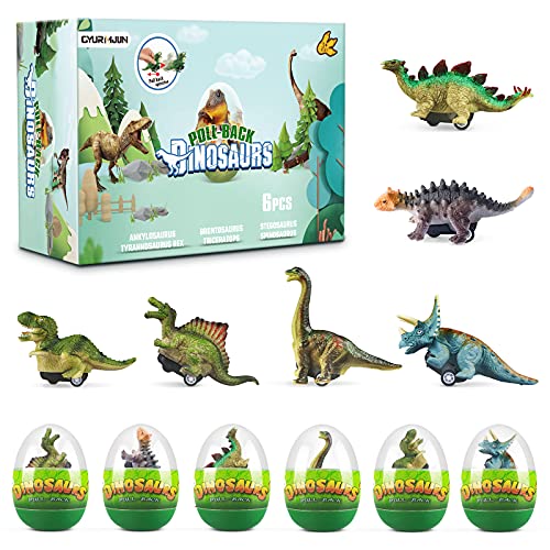 CYURMJUN Dinosaur Easter Eggs Toys for Kids, Filled Dinosaur Pull Back Cars Toy Inside for Easter Basket Stuffers Toys for Boy Easter Party Favors Gifts