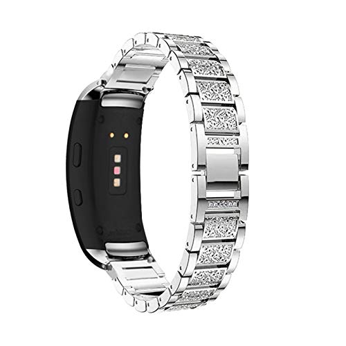 TWBOCV Gear Fit 2 Pro Metal Bracelet, Slim Bling Diamond Strap Quick Release Bracelet Wristband Strap Replacement WatchBand for Samsung Gear Fit 2 R360/ Fit 2 Pro R365 (Silver)