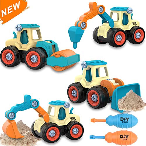 ZZLWAN Toddler Boy Toys Age 3-4,Kids Toys for 3 Year Old Boy Birthday Gift,STEM Educational Sandbox Take Apart Construction Toys Truck,Outdoor Sand Toys for 2 3 4 Year Old Boy Toys
