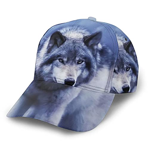 Wolf Baseball Cap Women Ponytail Cap Adjustable Baseball hat for Unisex Washed Trucker