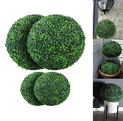 MYOYAY 4Pcs Artificial Boxwood Ball Two 18.9″ and Two 9″ Artificial Plant Topiary Ball Faux Boxwood Decorative Balls for Indoor,Outdoor,Garden,Wedding,Home Décor