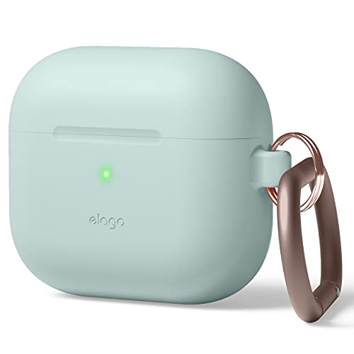 elago Silicone Case Compatible with AirPods 3 Case Cover – Compatible with AirPods 3rd Generation, Carabiner Included, Supports Wireless Charging, Shock Resistant, Full Protection (Mint) | The Storepaperoomates Retail Market - Fast Affordable Shopping