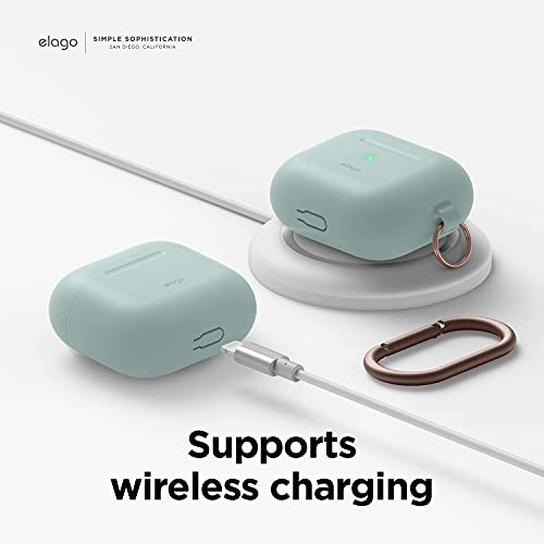 elago Silicone Case Compatible with AirPods 3 Case Cover – Compatible with AirPods 3rd Generation, Carabiner Included, Supports Wireless Charging, Shock Resistant, Full Protection (Mint) | The Storepaperoomates Retail Market - Fast Affordable Shopping