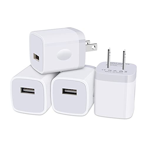 iPhone Charger Block, Plug in Phone Charger, Sicodo 4Pack Single Port USB Wall Charger Fast Charging Adapter Cube Box for iPhone 14 13 12 SE(2020) 11/11pro/XS/XS Max/XR,Samsung Galaxy S22/S21/S20,LG