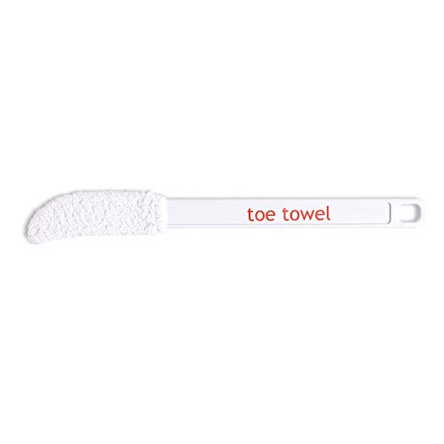 Long handle foot brush – toe towel care aid to CLEAN + DRY between ALL TOES and remove the Things, 40cm total length