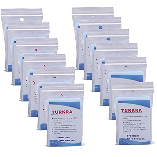 TURKRA 1200 Count Soft Card Sleeves, 2-5/8″ X 3-5/8″ Card Protectors, Ultra Clear Protective Sleeves for Trading Cards and Sports Cards (1200 Count)