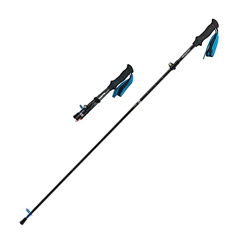 HYSENM Carbon Fiber Trekking Pole with Lever Lock Extendable 38-45 Inch Collapsible Walking Stick Shock Absorbent Lightweight Hiking Pole with Adjustable Waist Grip, Blue