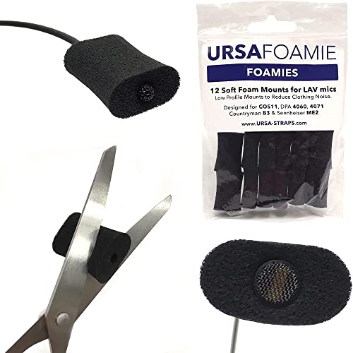URSA Foamies: Soft Foam Mounts for Wireless Lav Mics. Can be Stuck Directly to The Skin or Costume. Fits SANKEN COS11, SENNHEISER MKE2, RODE LAV, DPA 4060/4070 (Pack of 12) (Black)