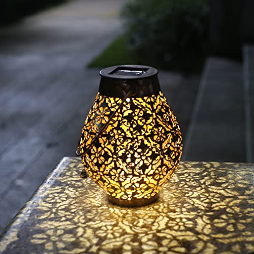 Solar Lanterns Outdoor Hanging Lights Waterproof for Garden Patio Decor, Warm White Solar-Powered Led Lamp