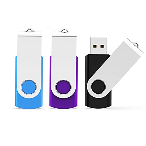 USB Flash Drive 8GB 3 Pack USB USB 2.0 Thumb Drives Jump Drive Memory Stick (3 Colors: Black,Blue,Purple, 8 GB)