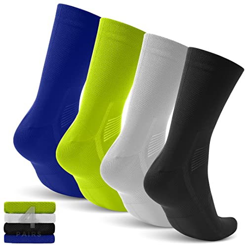 Fort Isle 4 Pairs Cycling Socks for Men & Women – 8 Color Breathable Mountain Bike Socks Men | Mtb Socks Mens | Bicycle socks