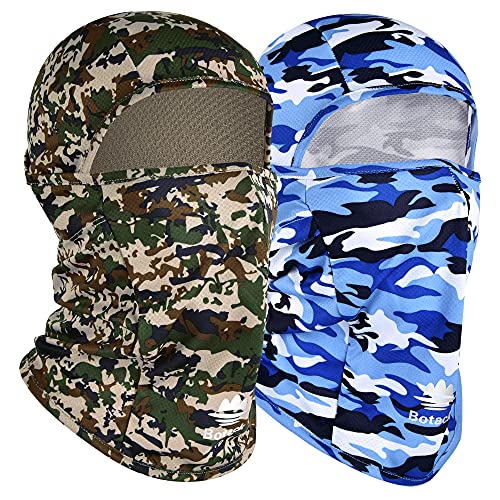 Botack Camo Balaclava Face Mask, Sun UV Protection Breathable Full Head Mask for Cycling Men Women 2 Packed