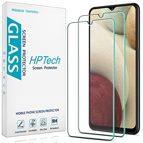 HPTech (2 Pack) Screen Protector for Samsung Galaxy A12 Tempered Glass, Easy to Install, Anti-Scratch, No-Bubble, Case Friendly