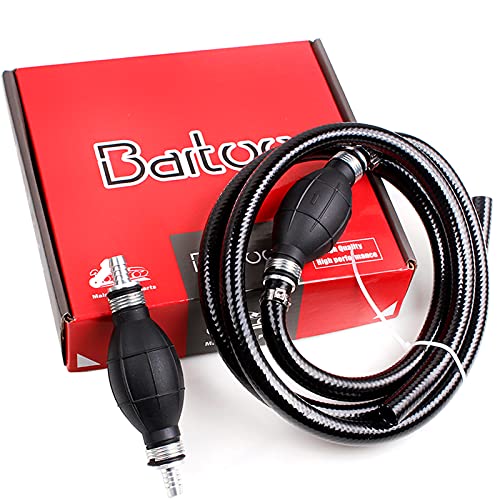 BARTOO Fuel Line Assembly,3/8in Nylon Braided Marine Fuel Hose Line Assembly with Primer Bulb for Marine Outboard Boat Motor RVs Tractors and Caravans,6FT
