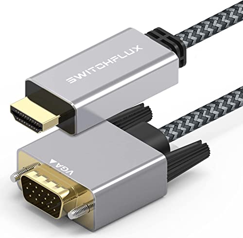 SWITCHFLUX-HDMI to VGA 6.6ft Gold Plated Cable,HDMI to VGA Adapter-HDMI Video Conversion Cable,HDMI Male to VGA Male One Way Compatible Cable for PC Laptop Projector Xbox