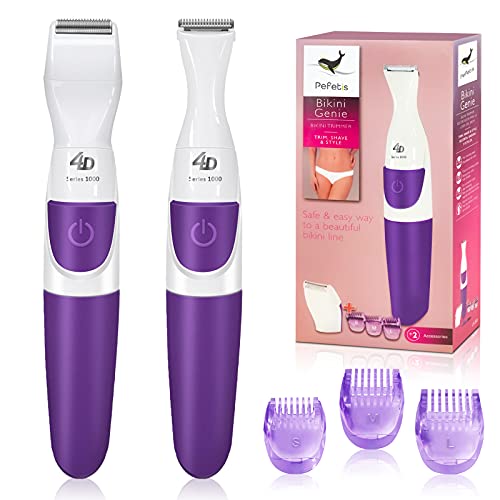 Pefetis Electric Razor for Women, 2 in 1 Womens Shaver for Pubic Hair Wet & Dry Bikini Trimmer for Legs Underarms and Bikini Line Painless Lady Hair Removal with Comb Attachment