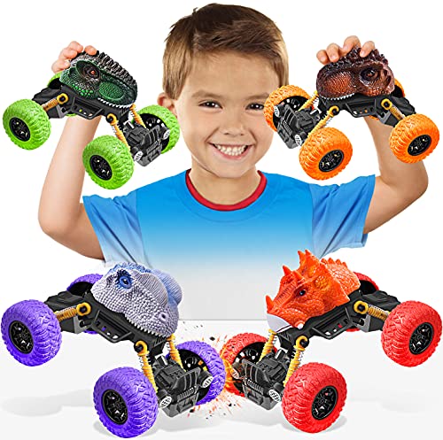 Dinosaur Toys for Kids 3-5 Toys for 3 Year Old Boys – 4 Drive Toys for 5 Year Old Boys Cars for Kids Toys for 4 Year Old Boys Gifts for 2 3 4 5 6 Year Old Boys Toys Birthday Gift